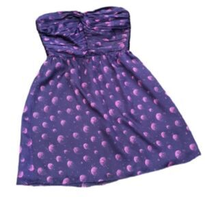 Vintage Akira Blue strapless cocktail dress medium navy satin shiny Y2K party